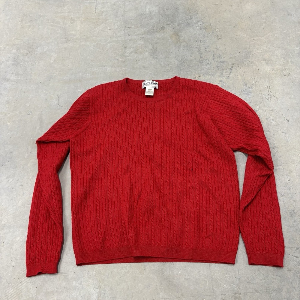 Pendleton Red Cable Knit Sweater Long Sleeve Womens Size Medium